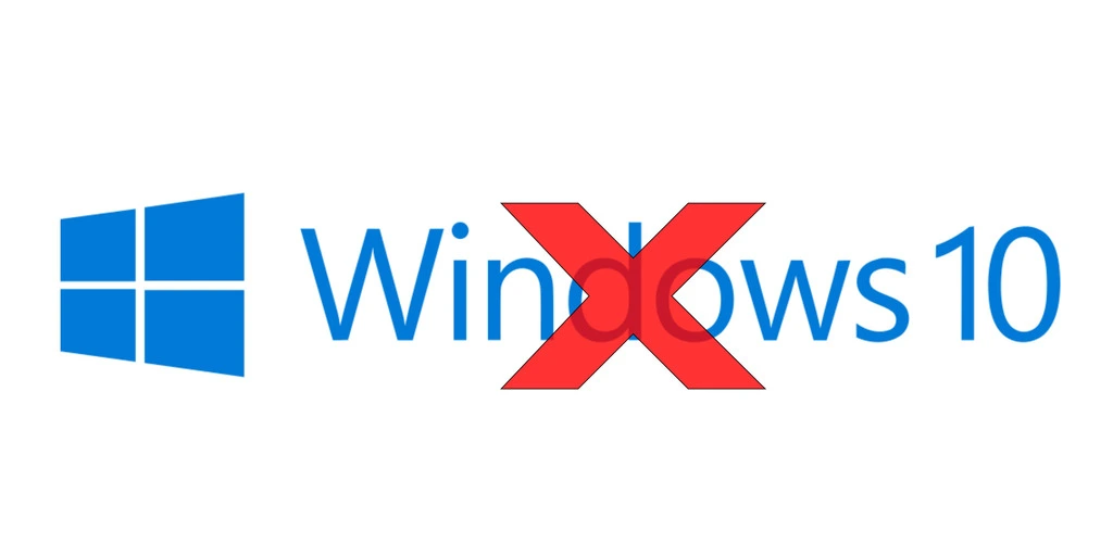 Ein durchgestrichenes Windows 10 Logo.